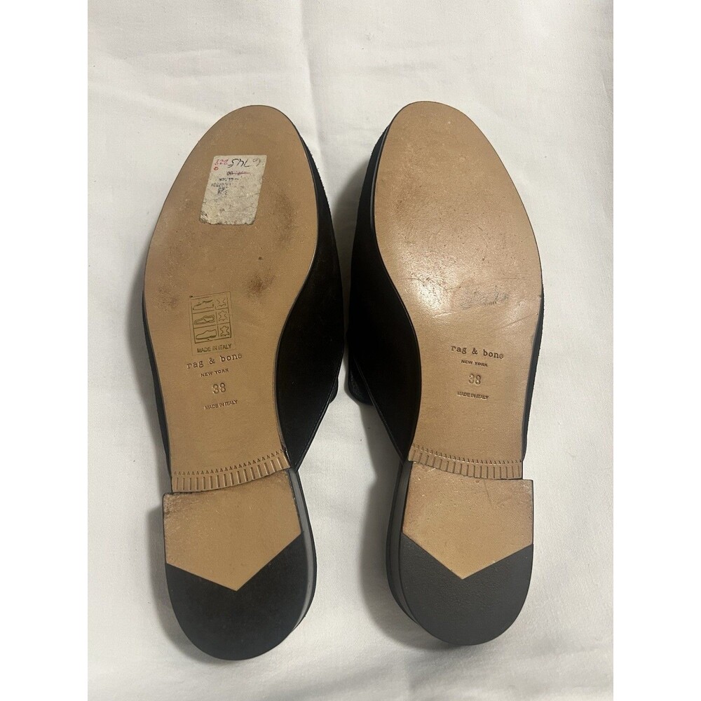Rag & Bone Savoy Black Suede Leather Loafer Mules Slides Size 38 US 7.5 Italy - Picture 8 of 8